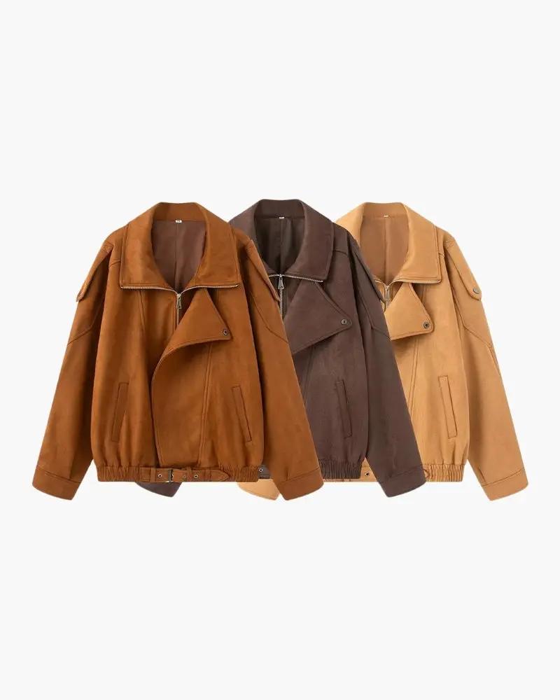 veste drapée en daim vintage