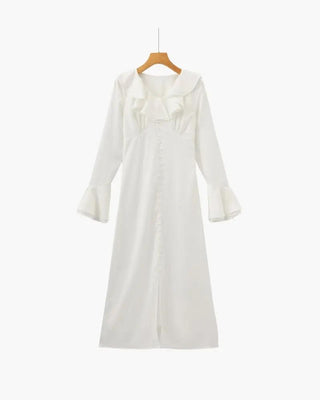 Robe midi à volants et boutons nacrés