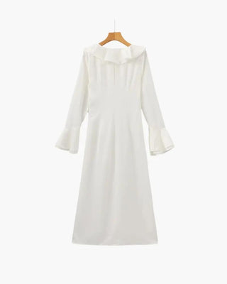 Robe midi à volants et boutons nacrés