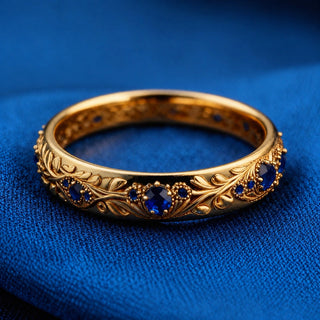Bague en Feuille de Zirconium Bleu