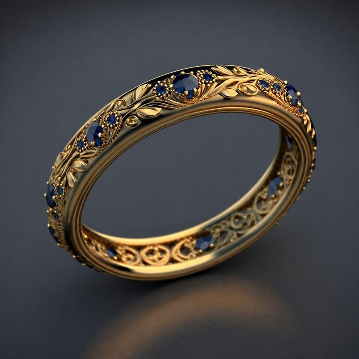 Bague en Feuille de Zirconium Bleu