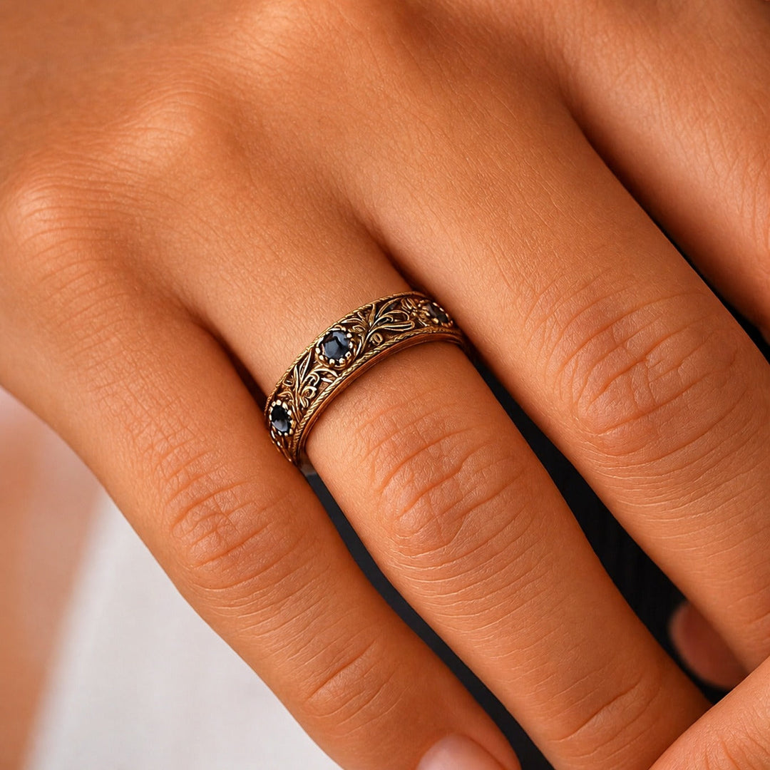 Bague en Feuille de Zirconium Bleu