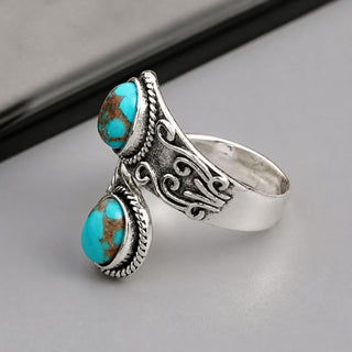 Bague Croix en Argent Vintage avec Turquoise