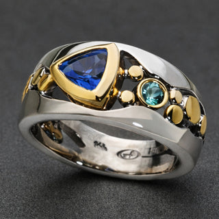 Bague Crête Saphir à Double Tonalité