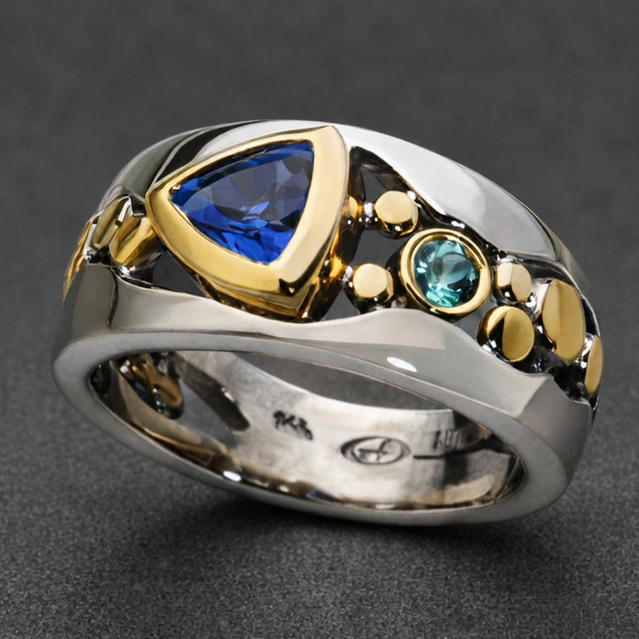 Bague Crête Saphir à Double Tonalité