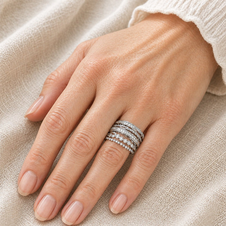 Bague Déclaration en Zirconium Superposé