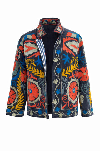 Veste Suzani en Velours Gris Foncé