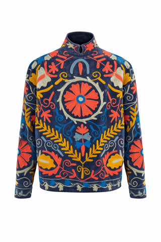 Veste Suzani en Velours Gris Foncé