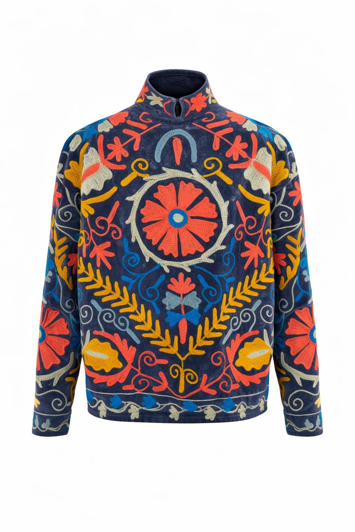 Veste Suzani en Velours Gris Foncé